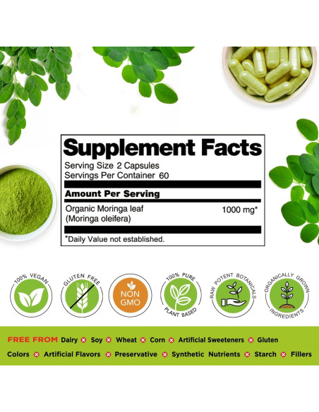 Cápsulas de Moringa Orgánica Veda 1000mg - 120 Unidades Cápsulas de Moringa Orgánica Veda 1000mg - 120 Unidades