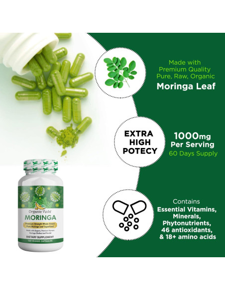 Cápsulas de Moringa Orgánica Veda 1000mg - 120 Unidades Cápsulas de Moringa Orgánica Veda 1000mg - 120 Unidades