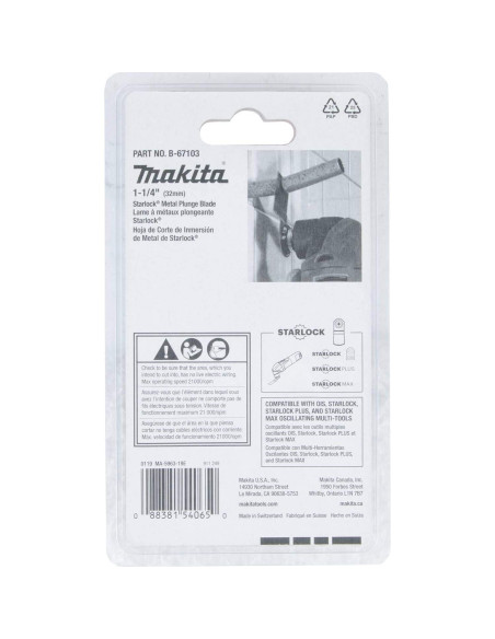Cuchilla de Inmersión Starlock Makita B-67103 32mm Metal Cuchilla de Inmersión Starlock Makita B-67103 32mm Metal