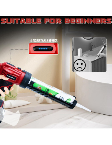 Pistola de Calafateo Inalámbrica HLiePiHa 20V 10oz con Luz LED