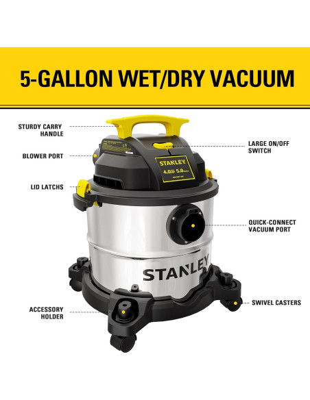 Aspiradora Húmeda/Seca STANLEY SL18115 18.93L 4HP Portátil Aspiradora Húmeda/Seca STANLEY SL18115 18.93L 4HP Portátil