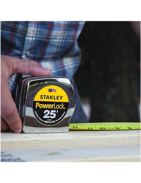 Regla Stanley Powerlock II 25ft (7.62m) Cromo/Amarillo Regla Stanley Powerlock II 25ft (7.62m) Cromo/Amarillo