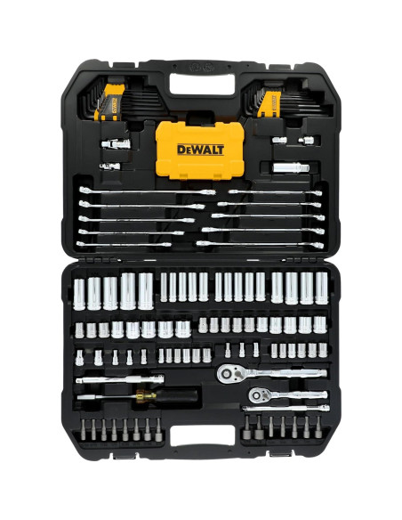 Juego de Herramientas Mecánicas DEWALT 142 Piezas SAE y Métrico Juego de Herramientas Mecánicas DEWALT 142 Piezas SAE y Métrico