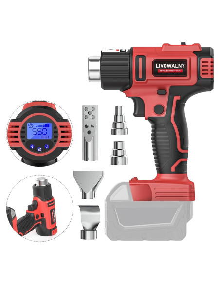 Pistola de Calor Inalámbrica LIVOWALNY 18V 350W LCD Pistola de Calor Inalámbrica LIVOWALNY 18V 350W LCD