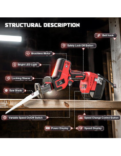 Sierra Recíproca Inalámbrica Cerycose M18 1,45 kg 20,32 cm 2