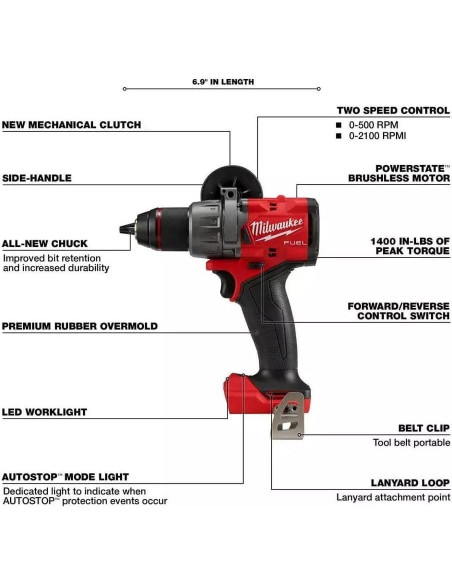 Taladro de Percusión Inalámbrico Milwaukee M18 18V 1/2" Taladro de Percusión Inalámbrico Milwaukee M18 18V 1/2"