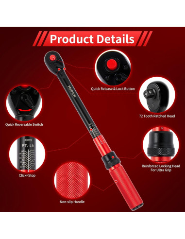 Llave de Torque Hairich 1/2" Doble Dirección 10-230Nm