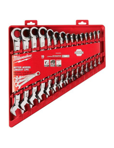 Juego de llaves combinadas de trinquete Milwaukee 15 piezas
