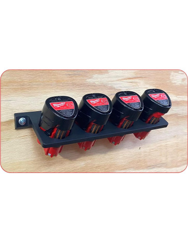 Soporte de Batería Milwaukee 12V - Montaje en Pared Gris