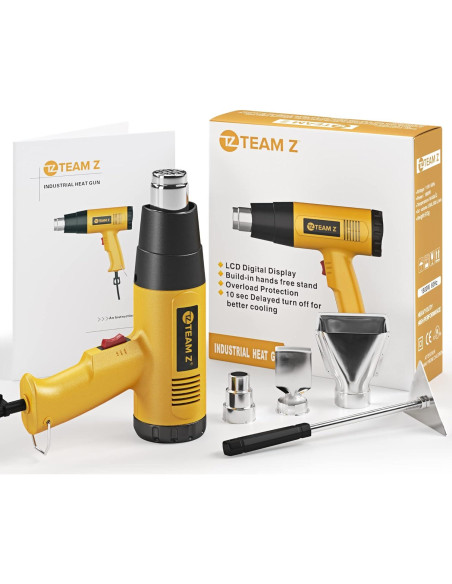 Kit Pistola de Calor Team Z 1800W Digital 24.77x7.99cm Kit Pistola de Calor Team Z 1800W Digital 24.77x7.99cm