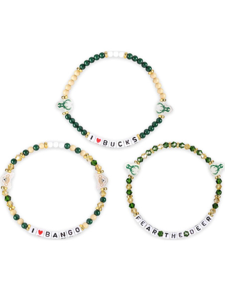 Pulseras de Amistad Milwaukee Bucks 3-Pack Licenciadas Pulseras de Amistad Milwaukee Bucks 3-Pack Licenciadas