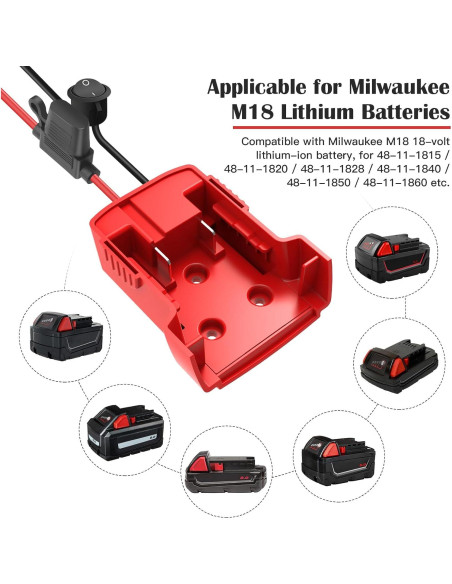 3 Adaptadores de Batería Power Wheel Milwaukee M18 18V 3 Adaptadores de Batería Power Wheel Milwaukee M18 18V
