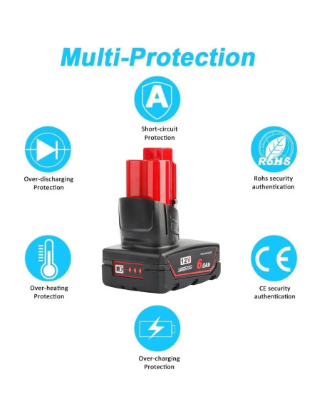 Cargador y Batería 12V 6.0Ah TENMOER para Milwaukee Cargador y Batería 12V 6.0Ah TENMOER para Milwaukee