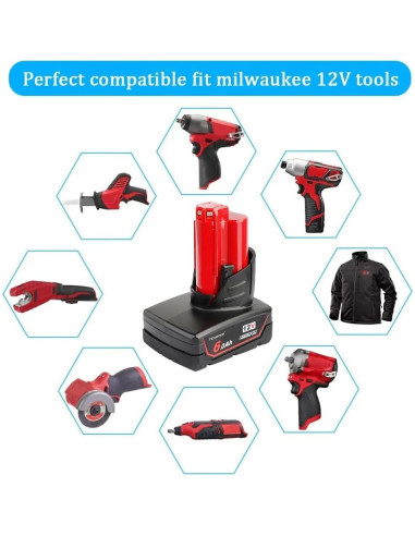 Cargador y Batería 12V 6.0Ah TENMOER para Milwaukee