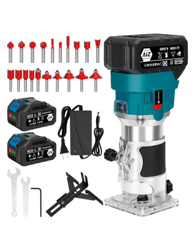 Fresadora de Madera Inalámbrica Canbrake 21V con 20 Puntas