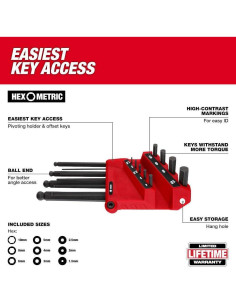 Juego de Llaves Allen Milwaukee 9PC Métrico Punta Esférica 2