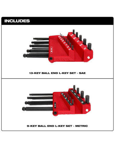 Juego de Llaves Allen Milwaukee 9PC Métrico Punta Esférica