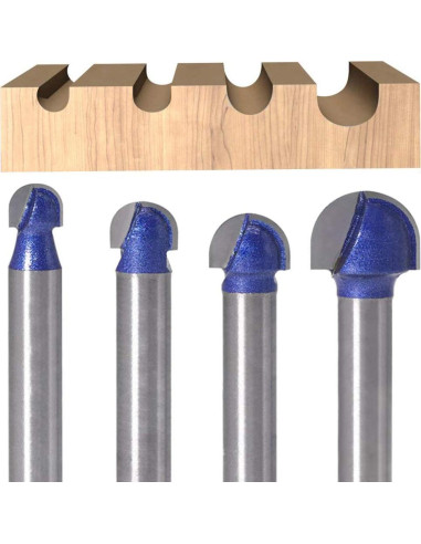 Juego de 4 fresas de caja Eyech 1/4" a 1/2" para madera