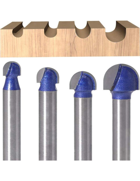Juego de 4 fresas de caja Eyech 1/4" a 1/2" para madera Juego de 4 fresas de caja Eyech 1/4" a 1/2" para madera