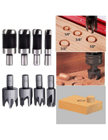 Juego de 8 Brocas para Cortar Tapones de Madera Baorder 10 mm