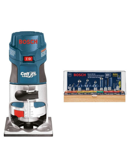 Router Bosch PR20EVS 1 HP Velocidad Variable 10 Piezas Router Bosch PR20EVS 1 HP Velocidad Variable 10 Piezas