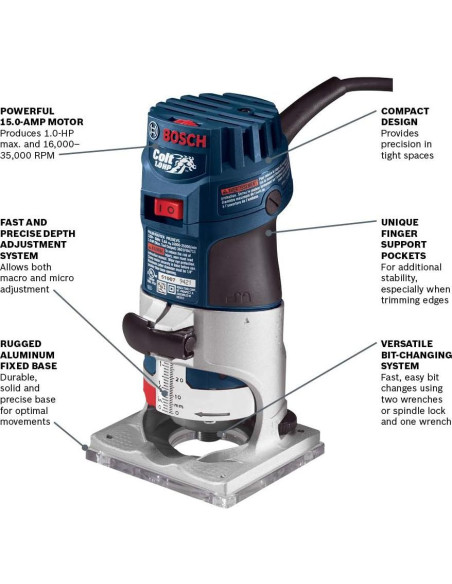 Router Bosch PR20EVS 1 HP Velocidad Variable 10 Piezas Router Bosch PR20EVS 1 HP Velocidad Variable 10 Piezas