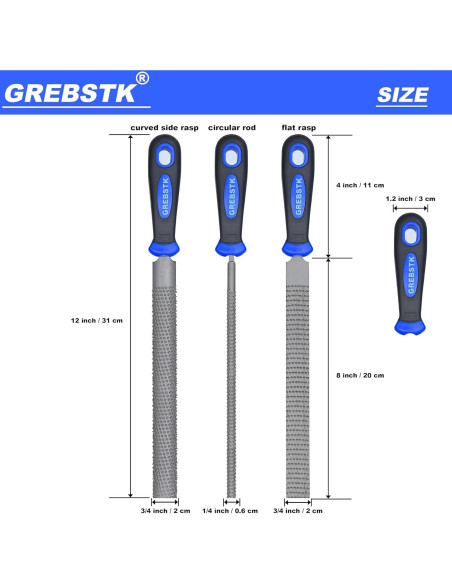 Juego de limas de madera GREBSTK 3 piezas 30.5 cm ergonómico Juego de limas de madera GREBSTK 3 piezas 30.5 cm ergonómico