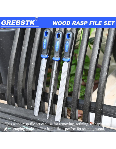 Juego de limas de madera GREBSTK 3 piezas 30.5 cm ergonómico Juego de limas de madera GREBSTK 3 piezas 30.5 cm ergonómico