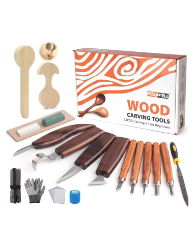 Kit de Tallado en Madera 22PCS con Guantes Anticortes