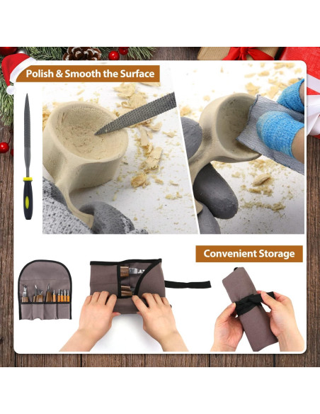 Kit de Tallado en Madera 22PCS con Guantes Anticortes Kit de Tallado en Madera 22PCS con Guantes Anticortes