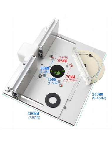 Placa de Inserción Router KETIPED 240x200mm Aluminio Plata