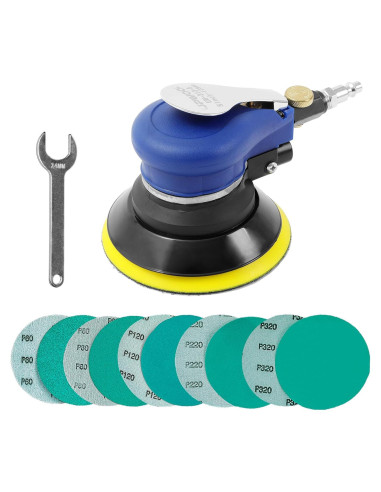 Lijadora Orbital Neumática UPWOOD 5 Pulgadas con 10 Lijas