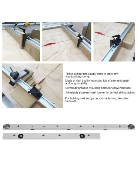 Barra de inglete Fdit de aluminio 44.96 cm ajustable Barra de inglete Fdit de aluminio 44.96 cm ajustable