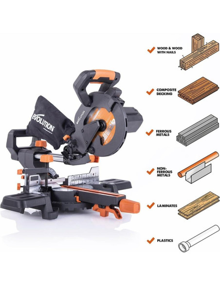 Sierra Ingletadora Evolution R185SMS+ 1200W Multi-Material Sierra Ingletadora Evolution R185SMS+ 1200W Multi-Material