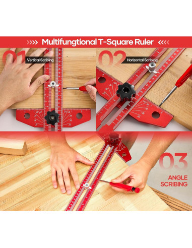 Regla T Saker Ajustable de Aluminio 40 cm con Escala de Ángulo