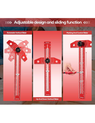 Regla T Saker Ajustable de Aluminio 40 cm con Escala de Ángulo