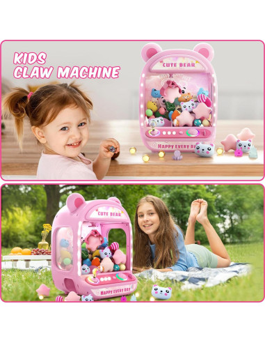 Máquina de Garras Skirfy para Niños - Juguete Rosa con 27 Premios