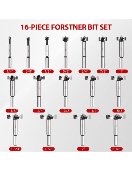 Juego de 16 Brocas Forstner MAZING para Carpintería Juego de 16 Brocas Forstner MAZING para Carpintería