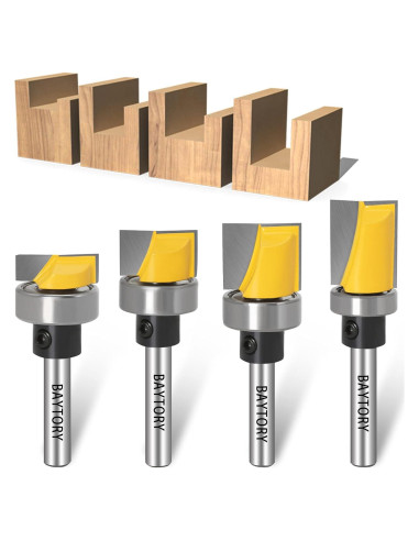 Juego de Brocas de Fresar BAYTORY 4 Piezas 1/4" para Madera