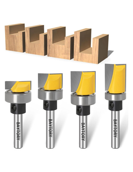 Juego de Brocas de Fresar BAYTORY 4 Piezas 1/4" para Madera Juego de Brocas de Fresar BAYTORY 4 Piezas 1/4" para Madera