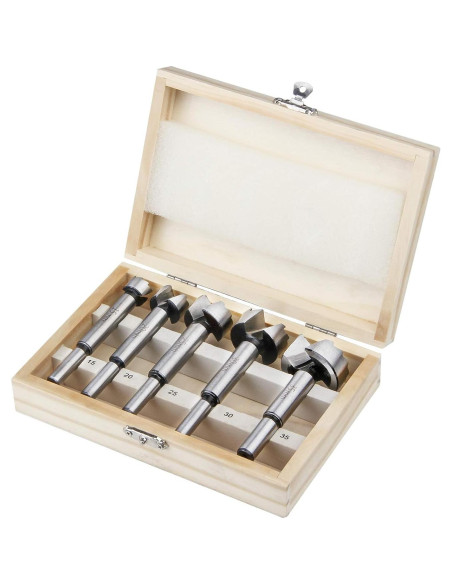 Juego de Brocas Forstner 5Pcs HPHOPE 15/20/25/30/35mm Juego de Brocas Forstner 5Pcs HPHOPE 15/20/25/30/35mm