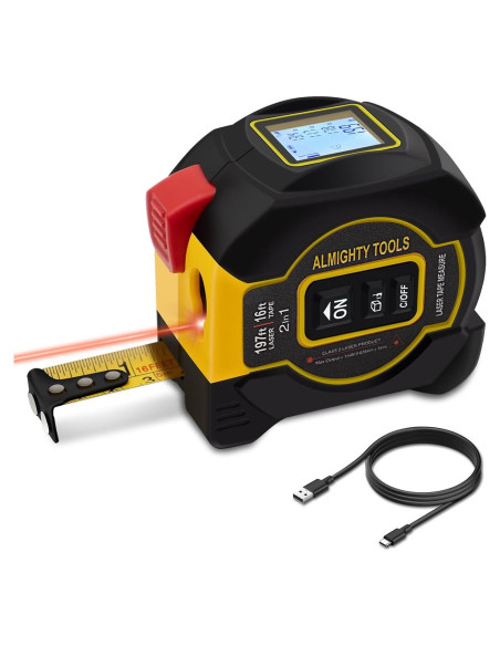 Cinta Métrica Láser Digital Almighty Tools 2 en 1 60m 5m Cinta Métrica Láser Digital Almighty Tools 2 en 1 60m 5m
