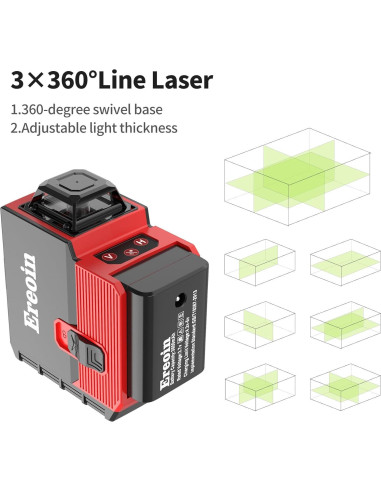 Nivel láser Ereoin 12 líneas 3x360 verde auto nivelante
