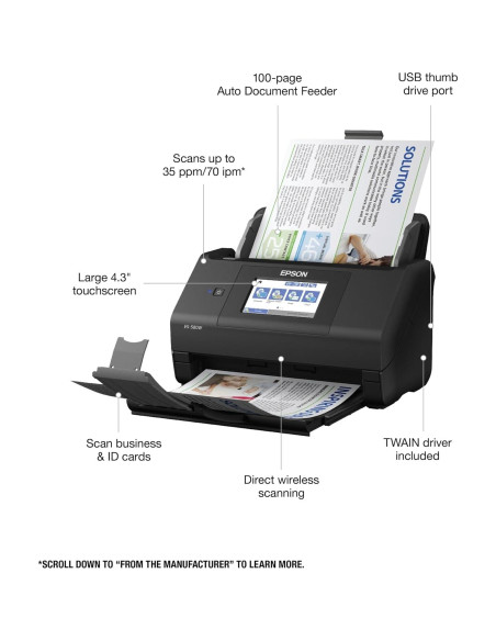Escáner Inalámbrico Epson ES-580W 35 ppm ADF 100 hojas Escáner Inalámbrico Epson ES-580W 35 ppm ADF 100 hojas