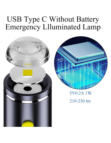 Linterna Mini USB C QIANRENON 5V 1W Aluminio 2 Pcs Linterna Mini USB C QIANRENON 5V 1W Aluminio 2 Pcs