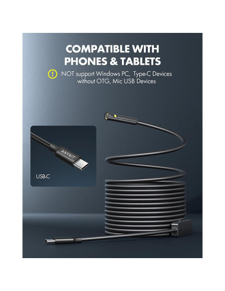 Cámara Endoscópica Anykit Doble Lente 5m IP67 Tipo-C Cámara Endoscópica Anykit Doble Lente 5m IP67 Tipo-C
