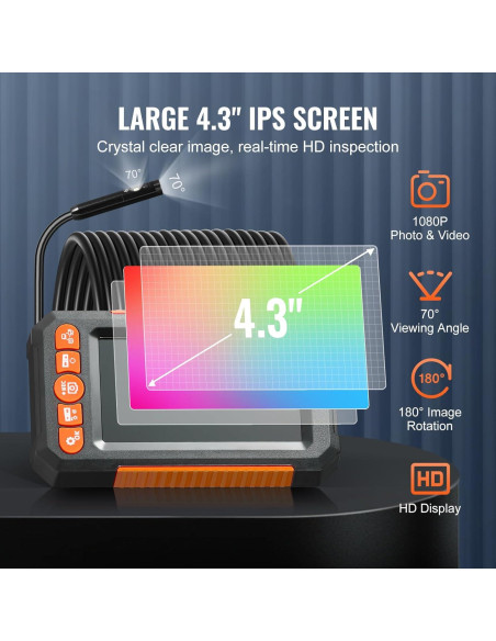 Cámara Endoscópica VEVOR 1080P Doble Lente 4.3" IP67 Cámara Endoscópica VEVOR 1080P Doble Lente 4.3" IP67