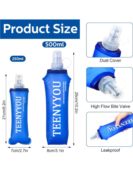 Paquete de 6 Botellas de Agua Colapsables Teenyyou 250ml Paquete de 6 Botellas de Agua Colapsables Teenyyou 250ml