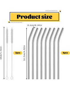 Juego de 8 Pajitas Cortas de Metal Trinkrittey 12.5cm Reutilizables 2