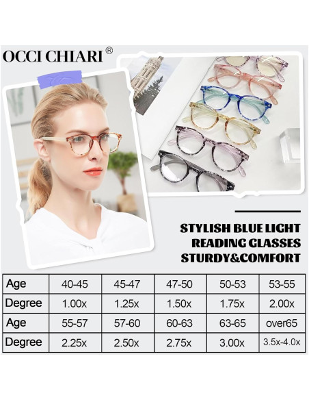 Gafas de lectura OCCI CHIARI 4.0x con luz azul para mujer Gafas de lectura OCCI CHIARI 4.0x con luz azul para mujer